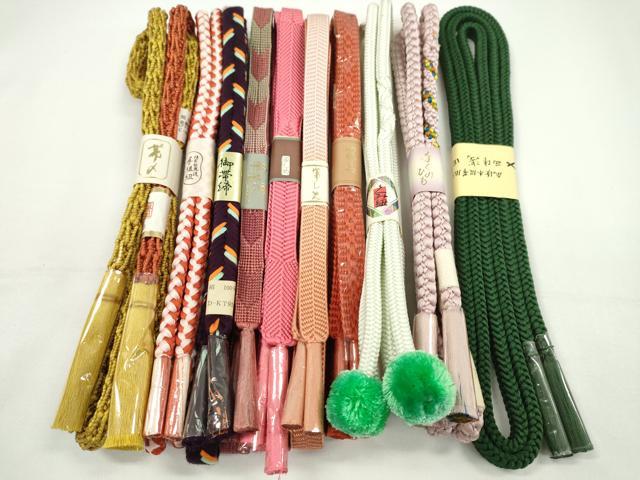 平和屋着物●和装小物　帯締め10本セット　笹浪組　浅田紐　丸組　金糸　逸品　未使用　CABF7561ju