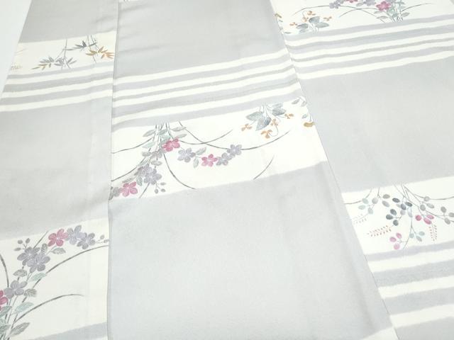 平和屋着物▽上質な小紋　単衣　横段花文　正絹　逸品　CABF7690th_3