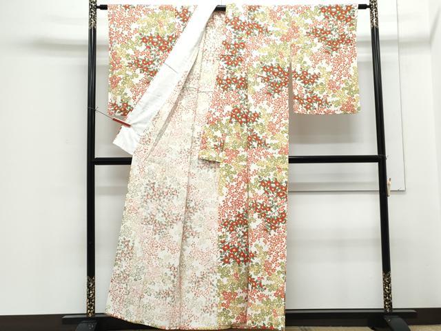 平和屋着物▽上質な小紋　単衣　枝花文　正絹　逸品　CABF7698th_2