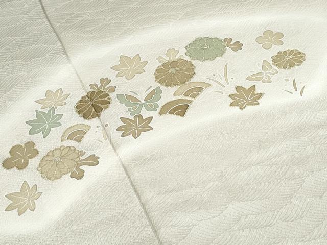 平和屋着物▽訪問着　単衣　花蝶文　暈し染め　金彩　正絹　逸品　CABF7727th_2