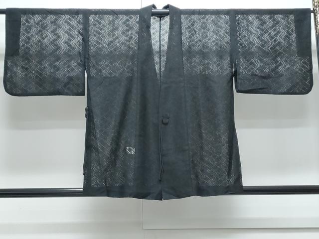 平和屋着物▽道中着 スリーシーズン 春夏秋 塵除け 菱紋紗 黒地 洗える 