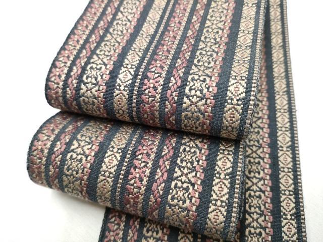 平和屋着物●男性　本場筑前博多織　角帯　間道　正絹　逸品　CABF8414hy 16,614円