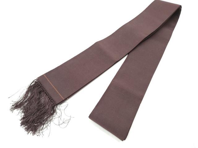 平和屋着物●男性　爪掻き本綴れ　角帯　色無地　紫鳶色　正絹　逸品　CABF8481hy 平和屋着物○男性 爪掻き本綴れ 角帯 色無地 紫鳶色 正絹 逸品