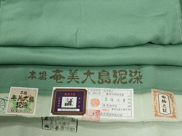 平和屋着物●本場奄美大島泥染　赤塚次男監修　色無地　柳染色　証紙付き　正絹　逸品　未使用　CABG0006yc 27,885円