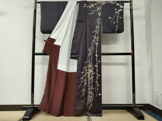 平和屋着物●訪問着　刺繍　万寿菊　金彩　正絹　逸品　CABG0030yc_1