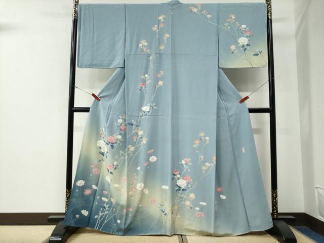 平和屋着物●京友禅伝統工芸士　坂東峰彩　訪問着　枝花文　暈し染め　正絹　逸品　CABG0031yc