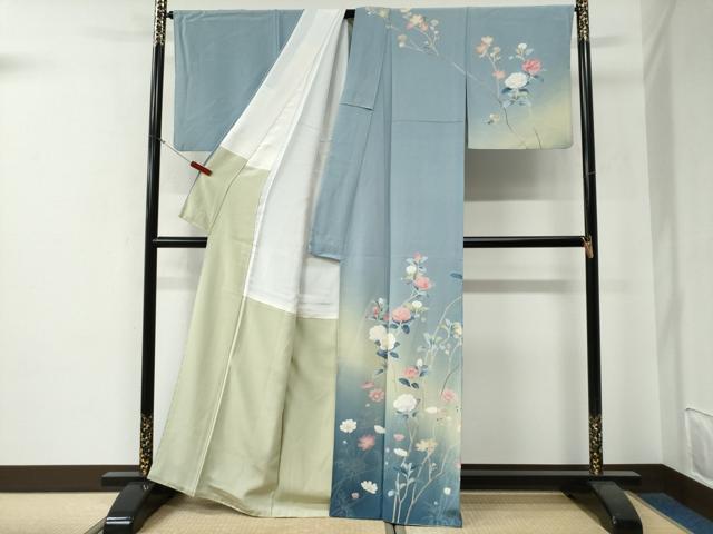 平和屋着物●京友禅伝統工芸士　坂東峰彩　訪問着　枝花文　暈し染め　正絹　逸品　CABG0031yc_1