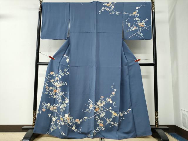 長閑やかさ屋御召しもの●打ち立てる460年・千總 短い訪問着 竹垣名取り草花文 金彩 正絹 珠玉 CABG0174yc