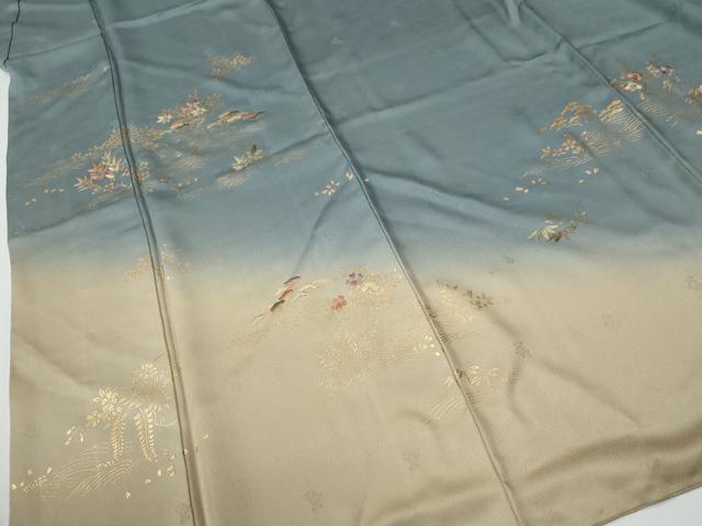 平和屋着物●訪問着　刺繍　飛鶴浜松籬草花文　暈し染め　金彩　正絹　逸品　CABG0221yc_3