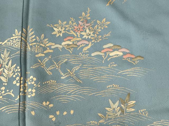 平和屋着物●訪問着　刺繍　飛鶴浜松籬草花文　暈し染め　金彩　正絹　逸品　CABG0221yc_2