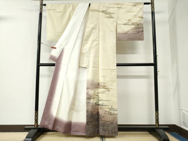 平和屋着物●訪問着　紬地　霞箔散らし　金彩　正絹　逸品　CABG0228yc_1