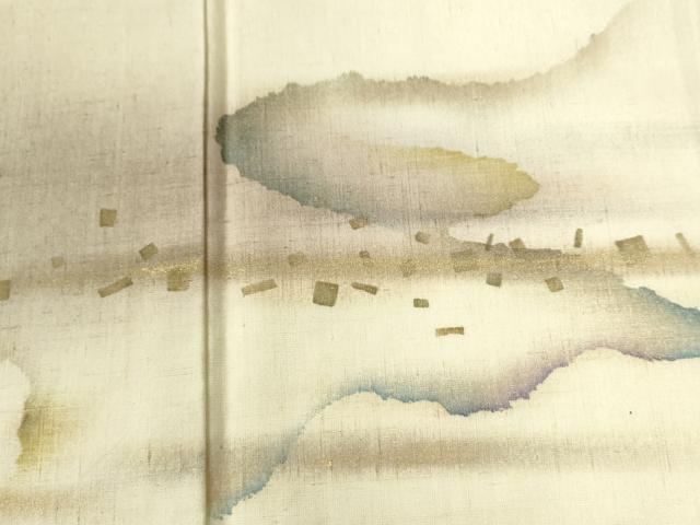 平和屋着物●訪問着　紬地　霞箔散らし　金彩　正絹　逸品　CABG0228yc_2