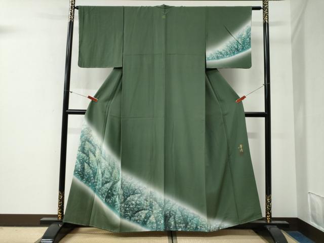平和屋着物●巨匠　前田華清　手描き　訪問着　樹林文　暈し染め　正絹　逸品　未使用　CABG0349yc