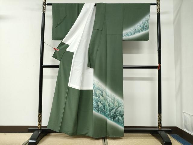 平和屋着物●巨匠　前田華清　手描き　訪問着　樹林文　暈し染め　正絹　逸品　未使用　CABG0349yc_1