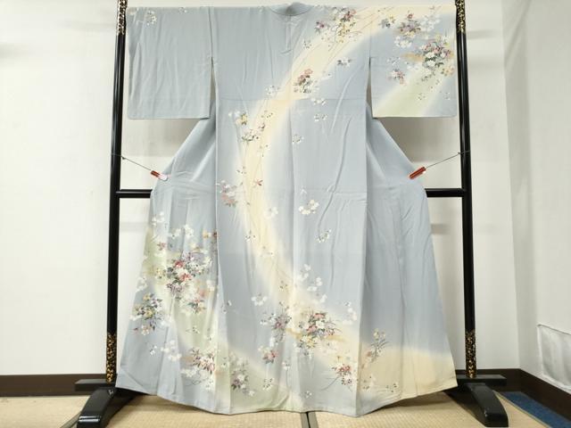 平和屋着物●訪問着　霞草花文　暈し染め　金彩　正絹　逸品　CABG0351yc