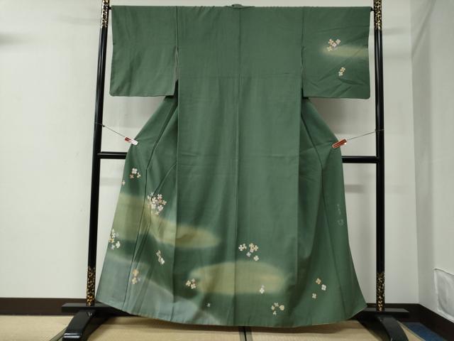 平和屋着物●訪問着　紬地　作家物　舞花文　正絹　逸品　CABG0647yc