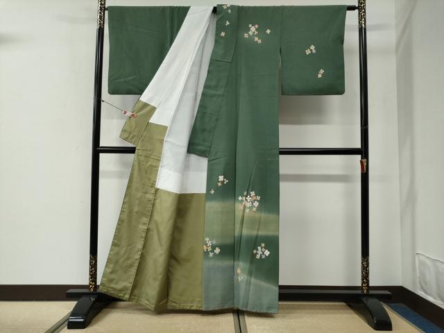 平和屋着物●訪問着　紬地　作家物　舞花文　正絹　逸品　CABG0647yc_1
