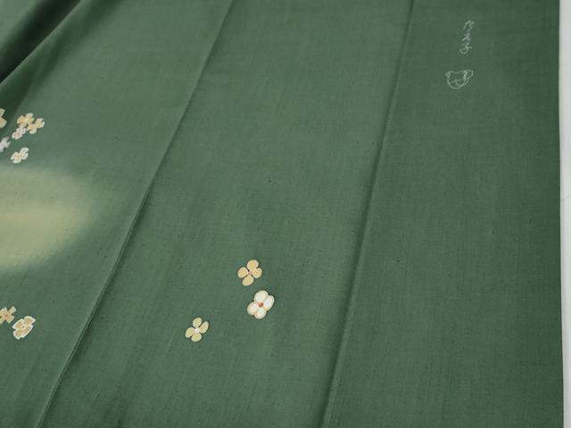 平和屋着物●訪問着　紬地　作家物　舞花文　正絹　逸品　CABG0647yc_4