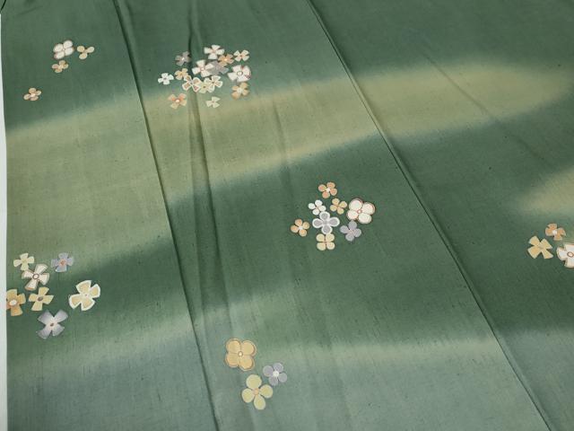 平和屋着物●訪問着　紬地　作家物　舞花文　正絹　逸品　CABG0647yc_3