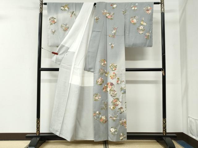平和屋着物●訪問着　総刺繍　草花丸文　暈し染め　金彩　正絹　逸品　未使用　CABG0672yc_2