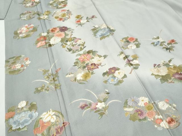 平和屋着物●訪問着　総刺繍　草花丸文　暈し染め　金彩　正絹　逸品　未使用　CABG0672yc_4