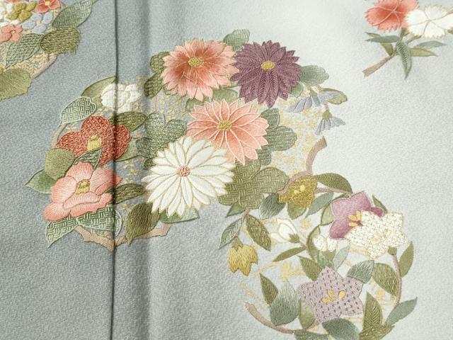 平和屋着物●訪問着　総刺繍　草花丸文　暈し染め　金彩　正絹　逸品　未使用　CABG0672yc_3