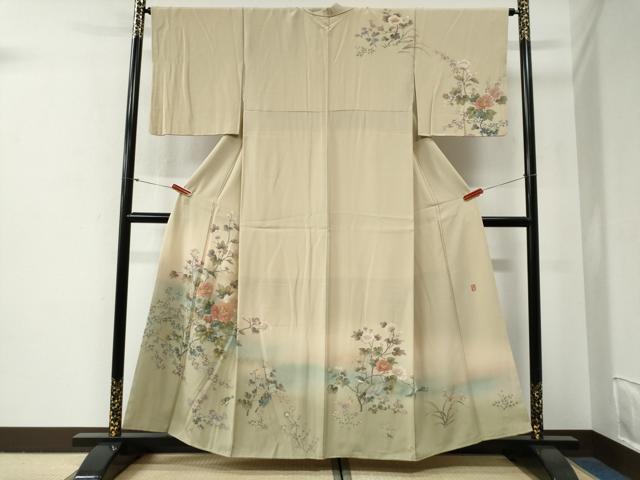 平和屋着物●訪問着　作家物　休み鳥枝花文　暈し染め　金彩　正絹　逸品　CABG0686yc 30,420円