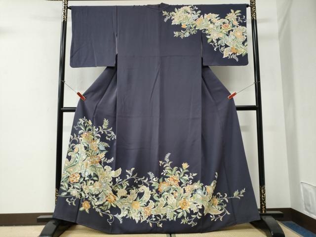 平和屋着物●訪問着　竹屋町刺繍　更紗花唐草文　金彩　正絹　逸品　CABG0860yc