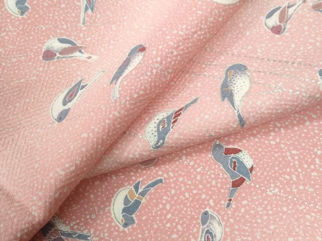 平和屋着物●上質な小紋　鳥　暈し染め　銀彩　正絹　逸品　CABG1045yc 18,200円