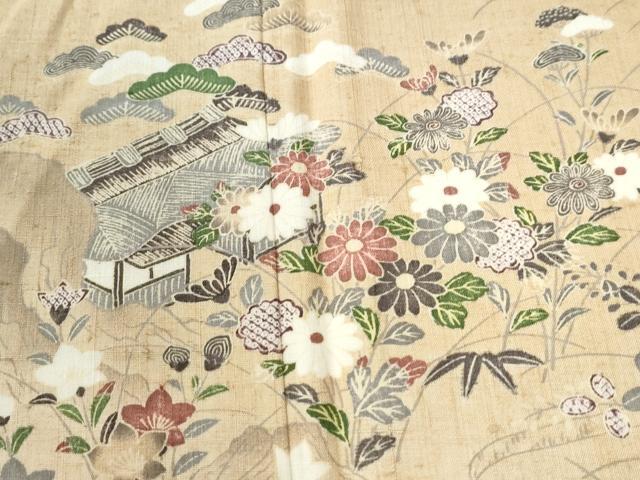 平和屋着物●訪問着　紬地　作家物　松竹梅風景文　正絹　逸品　未使用　CABG1111yc_2