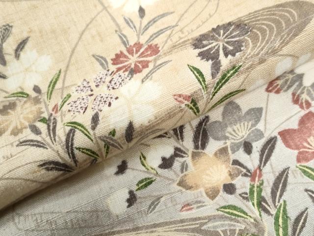 平和屋着物●訪問着　紬地　作家物　松竹梅風景文　正絹　逸品　未使用　CABG1111yc_6