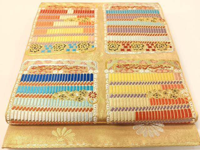 平和屋着物●西陣　川越織物謹製　六通柄　本袋帯　唐織　鎧威花文　金銀糸　正絹　逸品　CABG1777vp