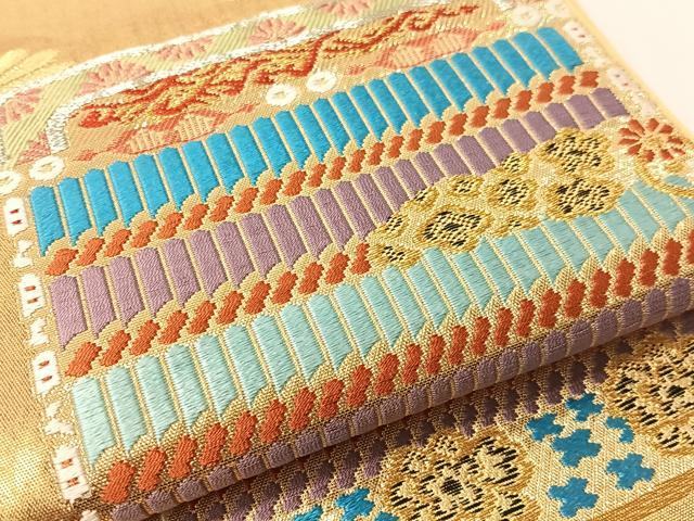 平和屋着物●西陣　川越織物謹製　六通柄　本袋帯　唐織　鎧威花文　金銀糸　正絹　逸品　CABG1777vp_5