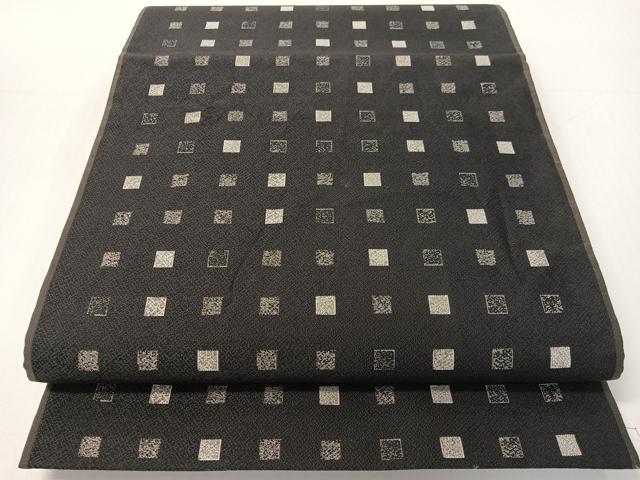 平和屋着物●西陣　織楽浅野謹製　六通柄袋帯　市松文　正絹　逸品　CABG1850vp 42,250円