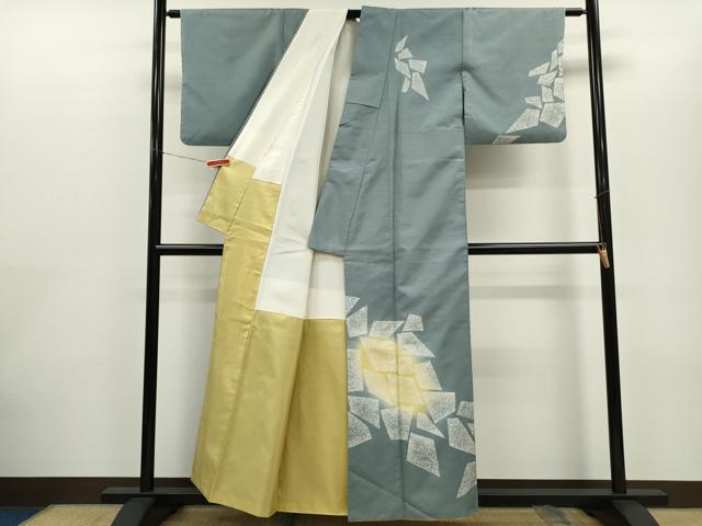 平和屋着物●石川県指定無形文化財　牛首紬　白山工房　手織り　訪問着　作家物　吉祥文　たたき染め　証紙付き　正絹　逸品　CABG2100ze_1