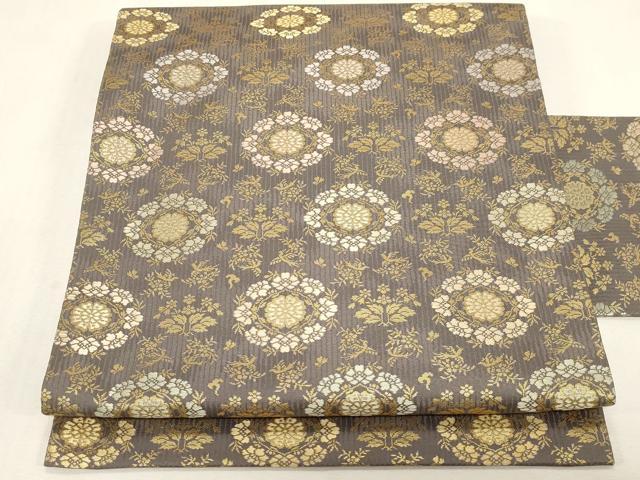 平和屋着物●九寸名古屋帯　花鳥文　金糸　正絹　逸品　CABG2823dy