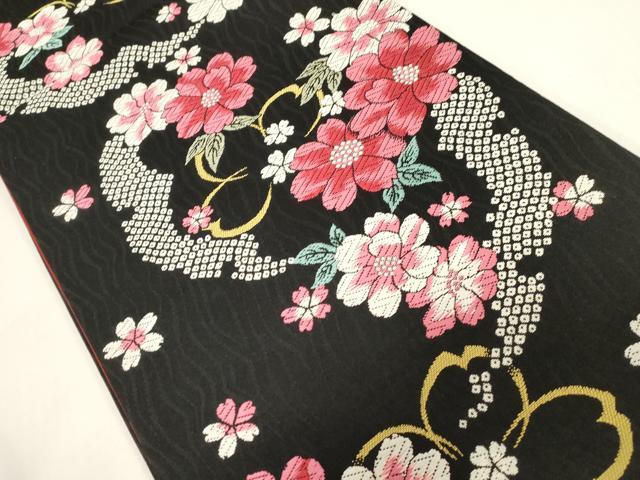 袋帯 唐織 花柄刺繍 平和屋着物◎六通柄袋帯 唐織 ☆きもの