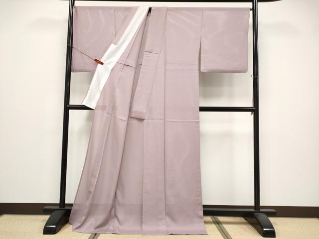 平和屋着物＊夏物　色無地　縦絽　梅鼠色　ロング丈　洗える着物　CABG3297tx_2