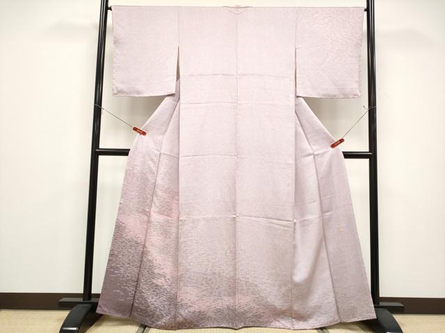 平和屋着物●寺山存男　訪問着　江戸小紋　霞文　万筋　白×紅藤色　正絹　逸品　未使用　CABG3379tx