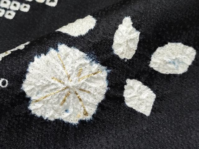 平和屋着物●訪問着　絞り　刺繍　枝垂れ花文　黒地　金彩　正絹　逸品　CABG3387tx_6
