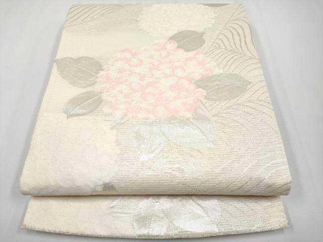 平和屋着物＊夏物　六通柄袋帯　紫陽花　銀糸　正絹　逸品　CABG3593tx