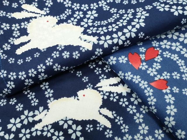 平和屋着物∴夏物　浴衣　跳兎　青海波舞桜文　綿　逸品　CABG4005gh