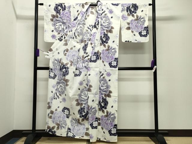 平和屋着物∴夏物　浴衣　牡丹花文　金彩　綿　逸品　CABG4143gh_2