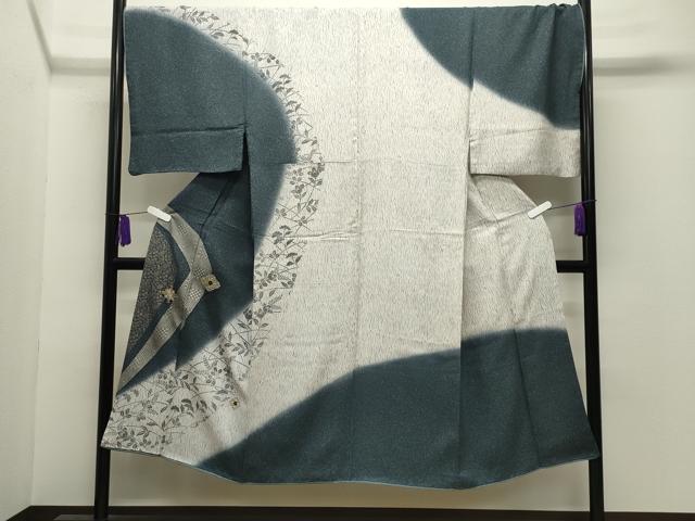 平和屋着物●男性　訪問着　刺繍　菱吉祥花文　暈し染め　銀彩　正絹　逸品　CABG4363gh 平和屋着物○男性 訪問着 刺繍 菱吉祥花文 暈し染め 銀彩 正絹 逸品