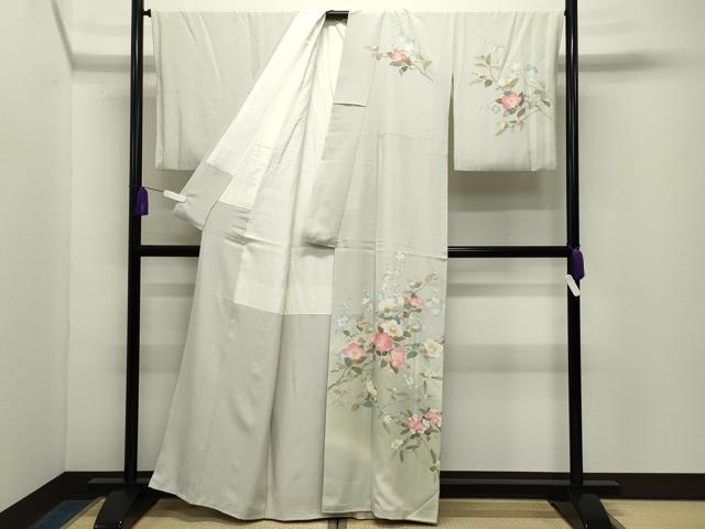 平和屋着物●訪問着　友禅　作家物　枝椿花文　暈し染め　正絹　逸品　CABG4479gh_1