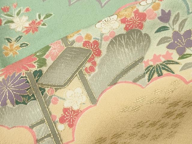 平和屋着物●訪問着　雲重ね花文　暈し染め　金彩　正絹　逸品　CABG4583gh_6