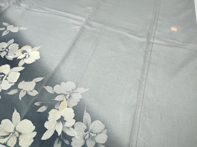 平和屋着物●五月みどりプロデュース　結城紬地　訪問着　草花文　金銀彩　正絹　逸品　CABG5281ut_4