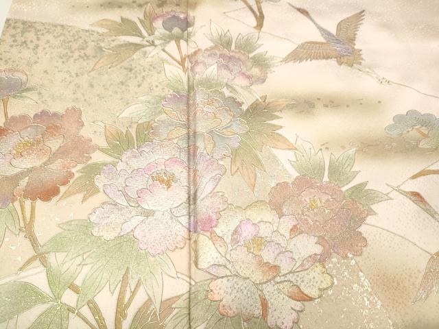 平和屋着物●訪問着　飛鶴草花文　金銀彩　正絹　逸品　CABG5409ut_2