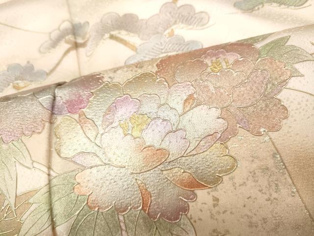 平和屋着物●訪問着　飛鶴草花文　金銀彩　正絹　逸品　CABG5409ut_6