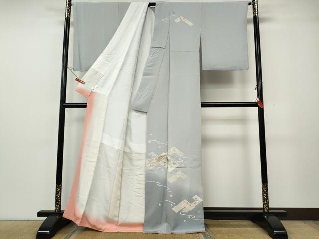 平和屋着物●訪問着　宝尽くし花文　暈し染め　金彩　鈴乃屋扱い　正絹　逸品　CABG5502ut_1